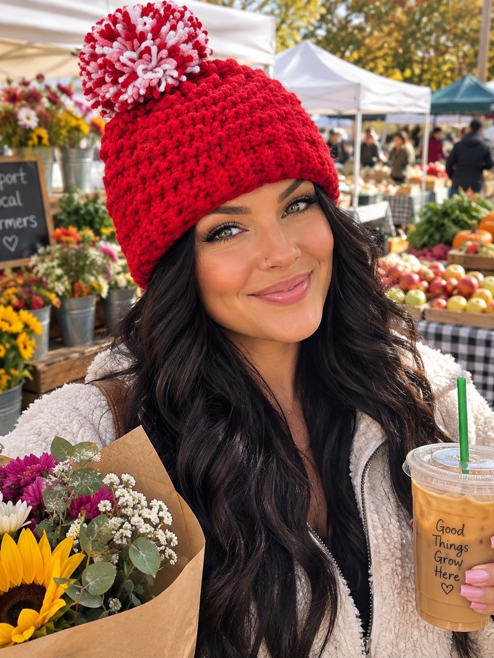 Cozy Red Pom-Pom Knit Beanie
